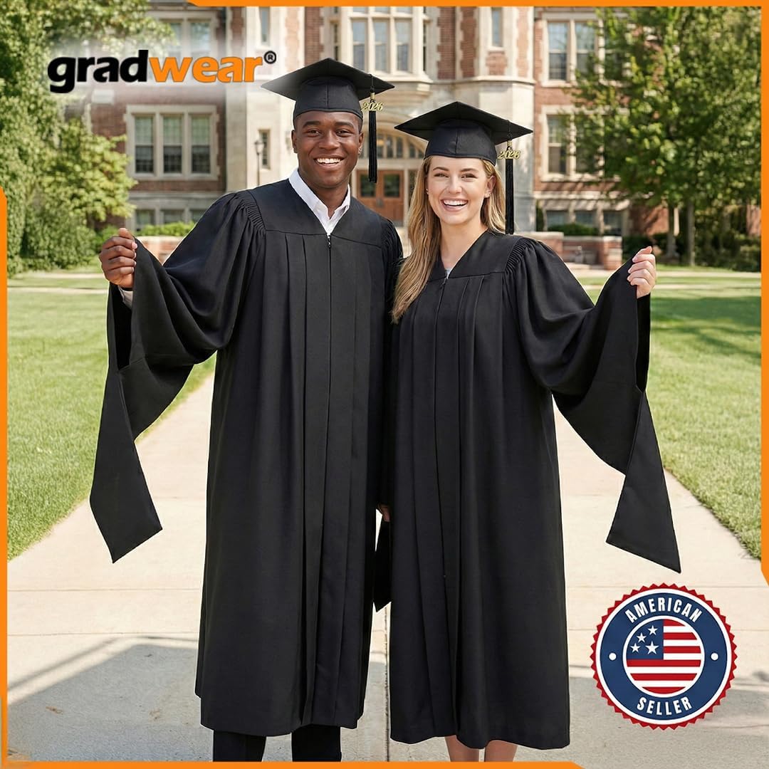 Classic Masters Graduation Cap and Gown, Unisex Cap & Gown Masters Degree Regalia