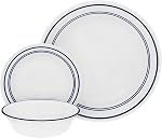 Corelle 18 Ensembles de diners pour pièces 6 | Assiette de souper, assiette d'apéritif et set de soupe ou de bol de céréales. Les assiettes et bols triple couche sont très résistants aux copeaux et aux fissures. & Micro-ondes sans danger