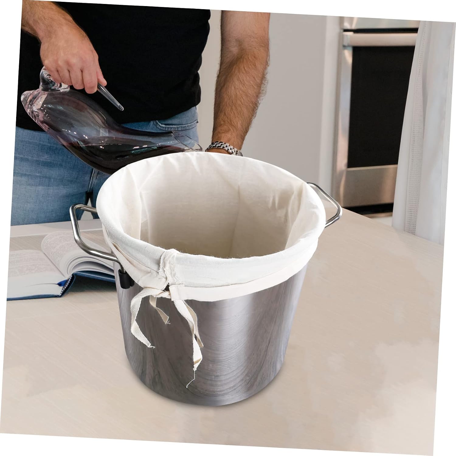 Cotton Mesh Filter Bag with Drawstring Strap for Wine Use