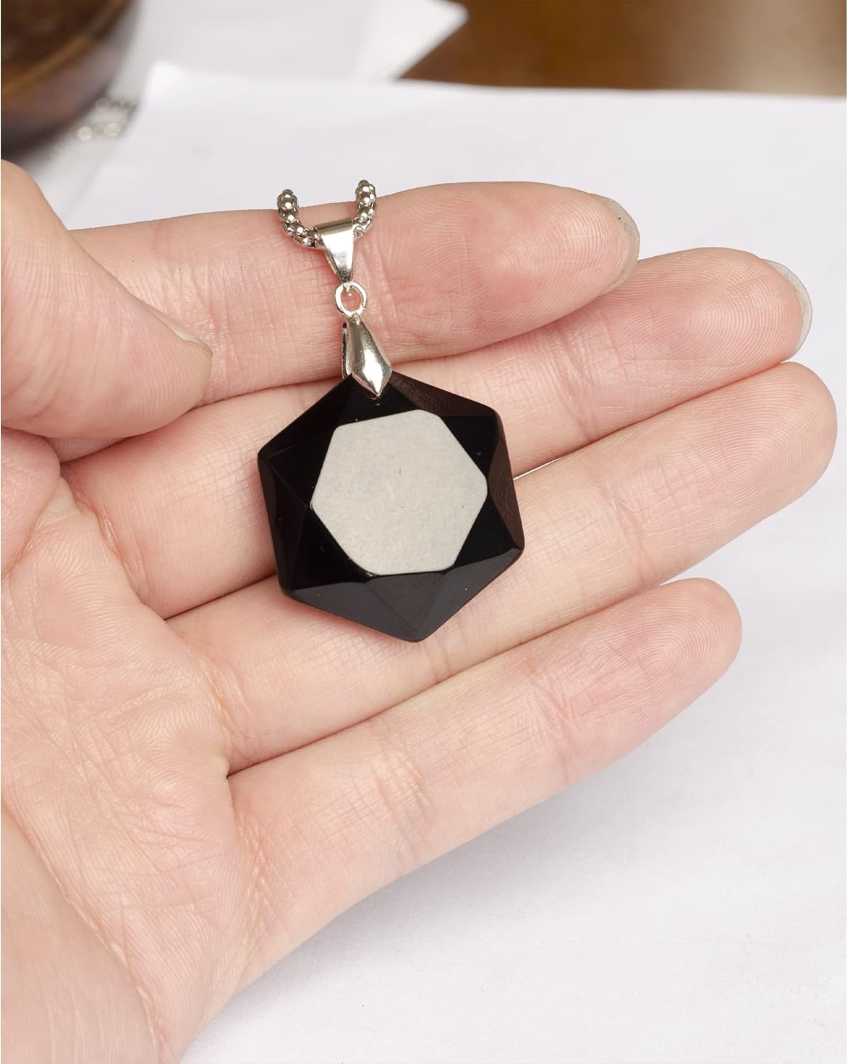 Genuine Obsidian Hexagram Star Necklace Healing Crystal Pendant, Adjustable Natural Gemstone Necklace Reiki Quartz Jewelry for Men Women - Image 5
