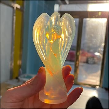 Natural Albumin Stone Angel Statue Stone Carving Natural Opal Crystal Figurine Home Decoration Trinket Craft Gift Home Collections