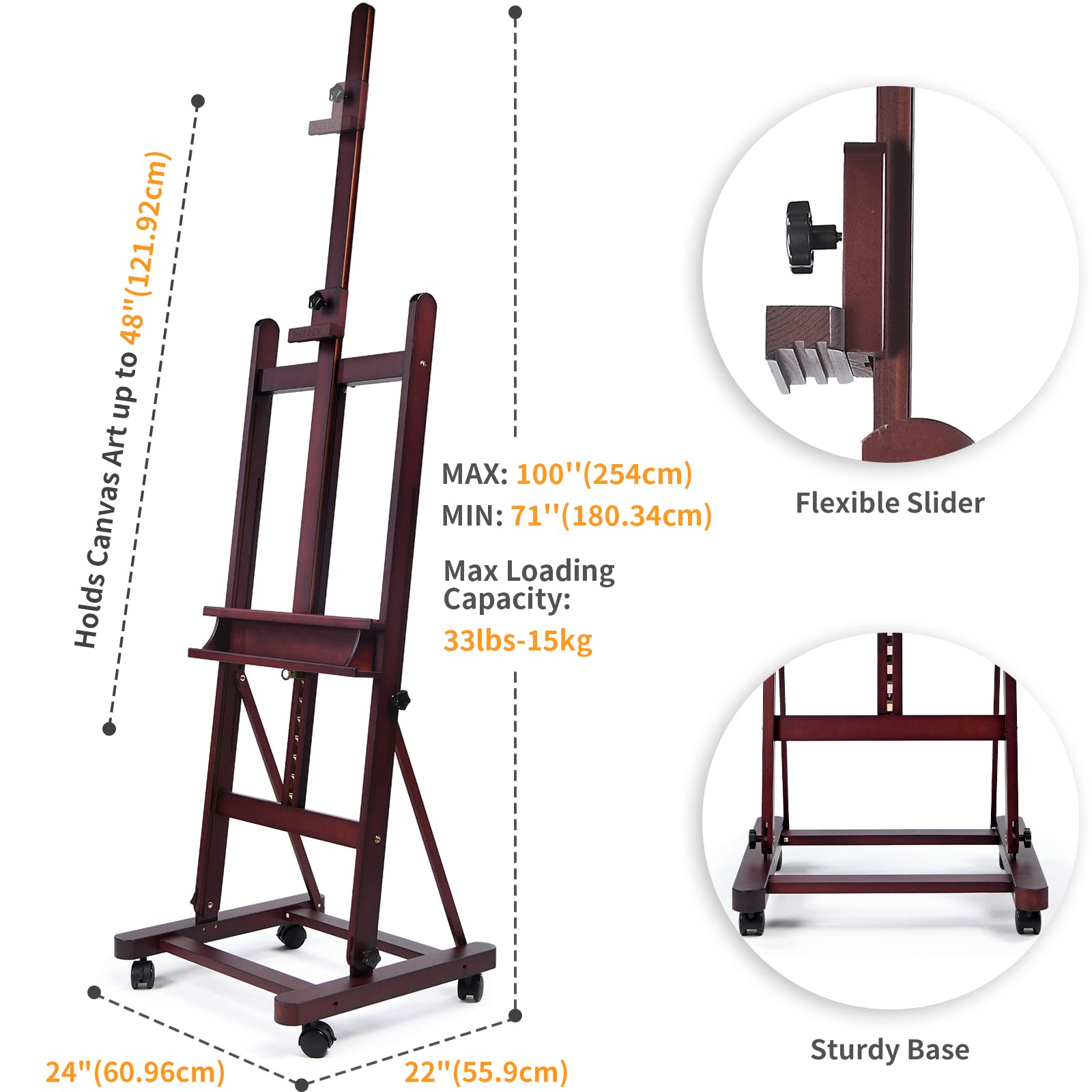 Buy MEEDEN Wooden HFrame Studio Easel, Artist Floor Easel with Large