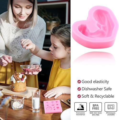 Miniatura 3 de Mujiang Juego de 2 moldes de silicona para fondant muscular, para decorar pasteles, cupcakes, caramelos, arcilla polimérica, chocolate, pasta de goma