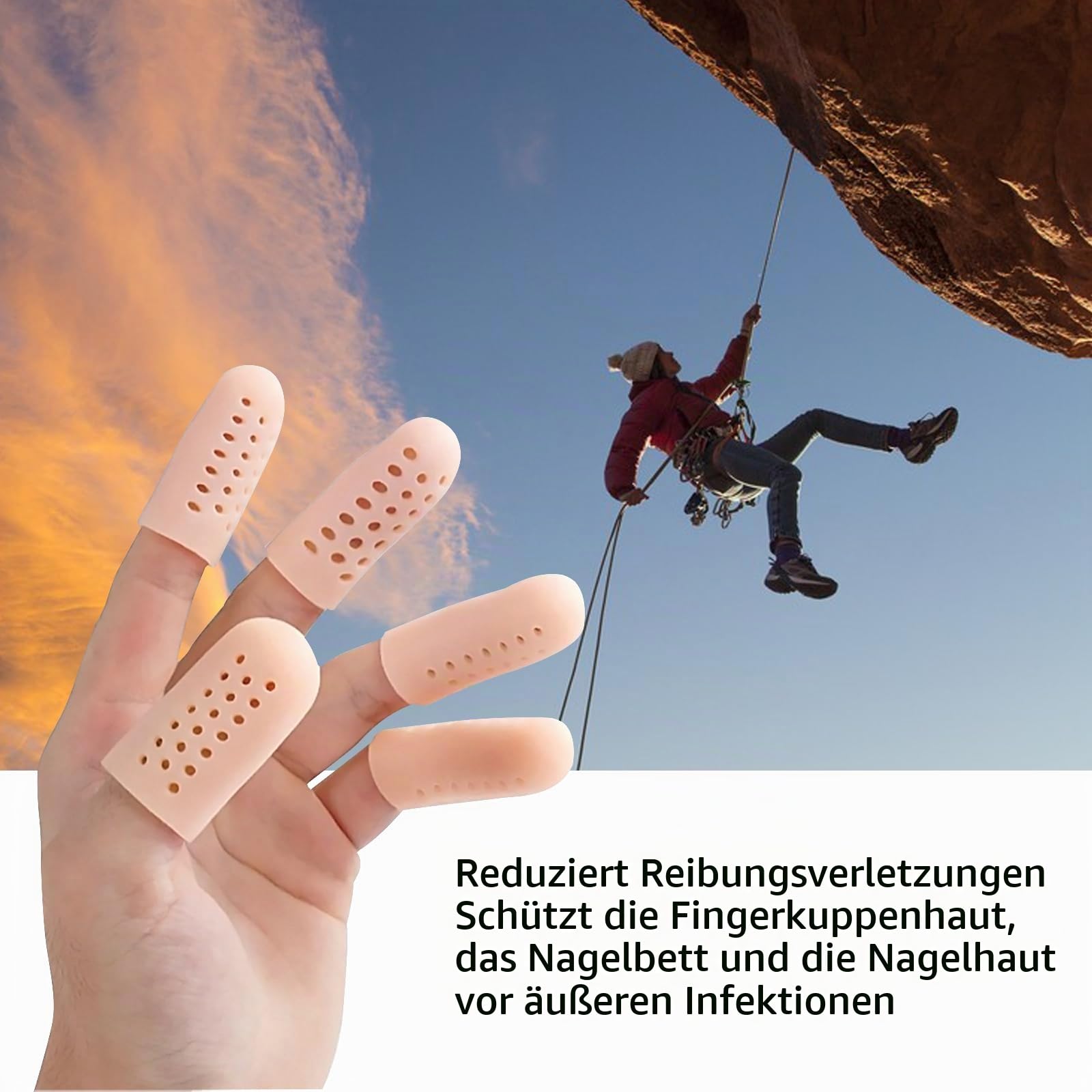 Fingerlinge(14 Stück ), Fingerkuppenschutz Silikon Gel Fingerlinge