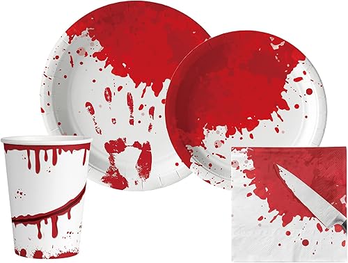 Miniatura 2 de Bloody Halloween Vajilla Pack Juego de platos de papel, servilletas y tazas desechables para 20