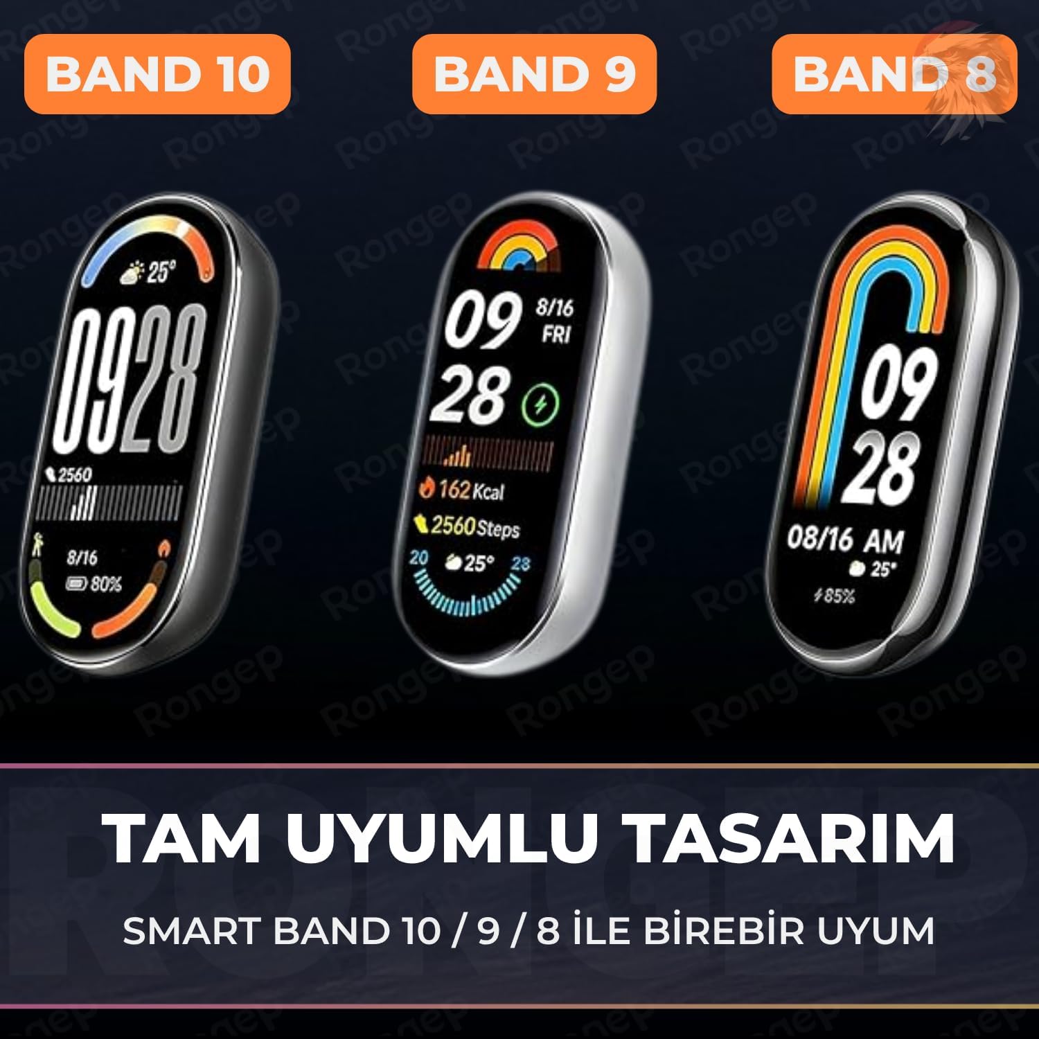 Rongep [Örgü Loop] Xiaomi Mi Band 10/9/8 ile Uyumlu Kordon Manyetik Toka Mekanizmalı Yumuşak ve Konforlu Smart Band10 Kordon Terletmeyen Hafif ve Elastik Kumaşlı Mi Band 10 Kordonu