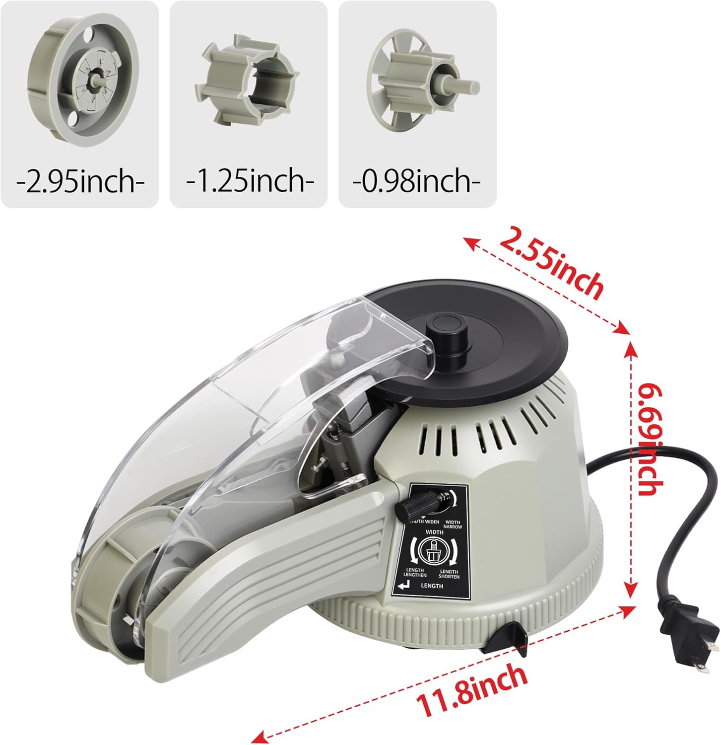 Rotary Disc Tape Cutting Machine, Automatic Tape Dispenser, 13-60mm Cutting Length, 3-25mm Tape Width, for Offices School Warehouses