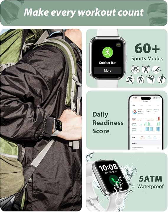 Smart Watch for Men Women, Answer/Make Call, Alexa Built-in 1.8 HD Fitness Watch with Heart Rate SpO2 Sleep Tracker, Smartwatch for iPhone Samsung Android, 120 Sports, 3ATM Waterproof Step Counter