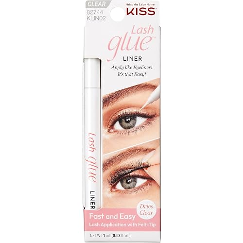 Kiss Lash Glueliner, Eyeliner Lash Glue, 2-in-1 Felt-Tip Eyeliner and Lash Adhesive, Includes 1 Glue Liner, Long Lasting Wear, Can Be Used with Strip Lashes and Lash Clusters