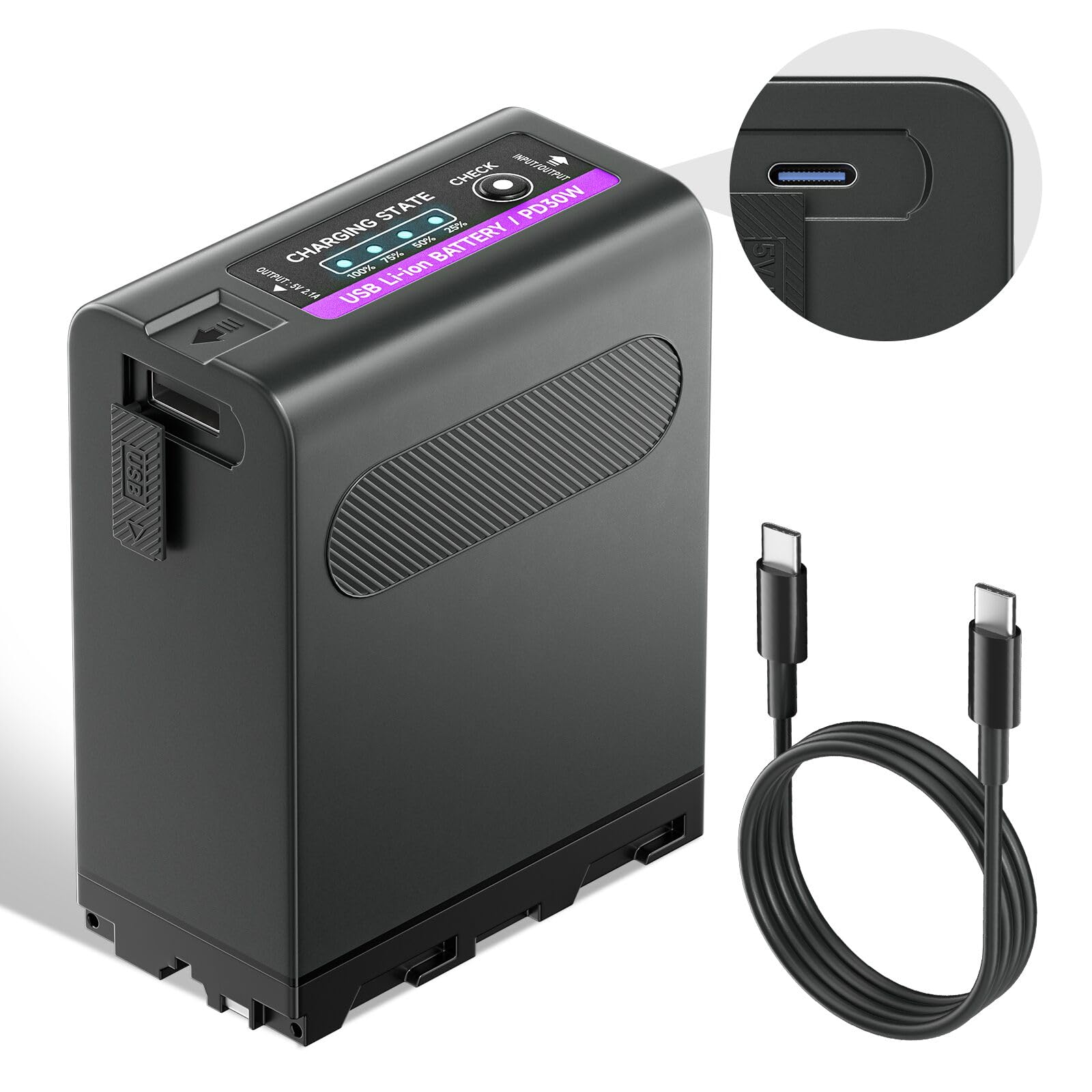 NP-F990 Akku 84,96Wh/11800mAh (PD30W USB-A & Typ-c/USB-C) für Sony NP-F990 NP-F980 NP-F970 NP-F960 NP-F950 NP-F930 NP-F550 NP- F570 NP-F770 NP-F750 Camcorder Ersatzakku, 1 Stück