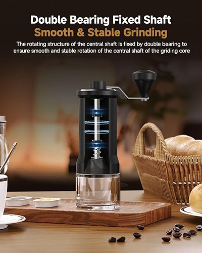 Miniatura 5 de Molinillo de café manual  Rebaba cónica contemporánea de cerámica, 30 ajustes ajustables de grado para verter encima, prensa francesa, ollas de moka