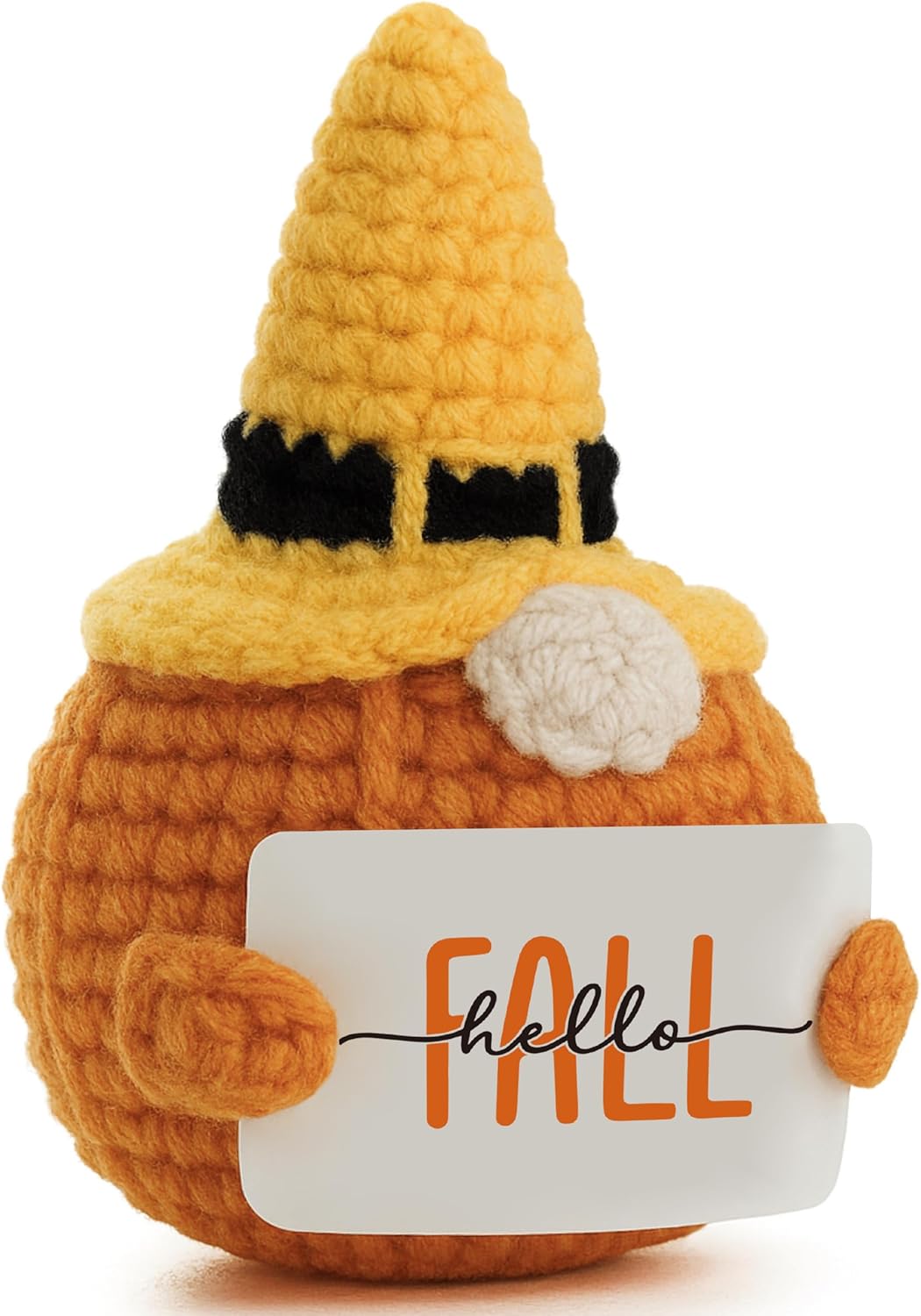 4 Hello Fall Handmade Crochet Pumpkin Gnome Plush - Autumn Season Thanksgiving Home Office Harvesting Friendsgiving Decorations Table & Desk Decor Christmas Ornaments
