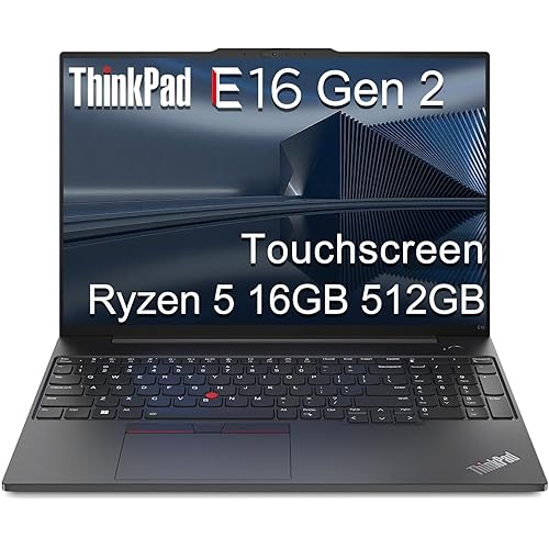 Lenovo ThinkPad E16 Gen 2 Business Laptop (16" FHD+ Touchscreen, AMD Ryzen 5 7535U (> Intel i7-1255U), 16GB DDR5 RAM, 512GB SSD) Fingerprint Reader, Webcam, Ethernet, Win 11 Pro w/ Copilot, Black