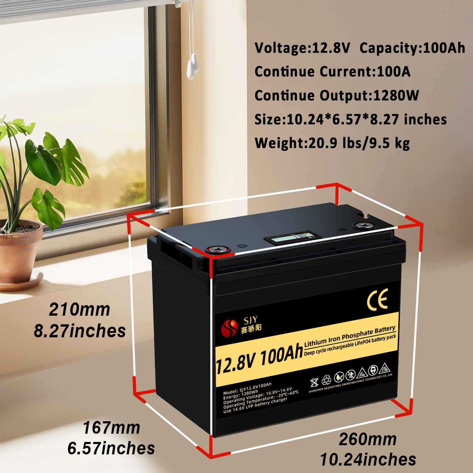 12V 100Ah LifePO4 Zawiera Bluetooth i ładowarkę 10A, Akumulator Litowy z 100A BMS Głęboki Cykl Klasa A Bateria LiFePO4 z LCD Idealny do Off-Grid, RV, Systemu Solarnego, Łódźi, Kampera