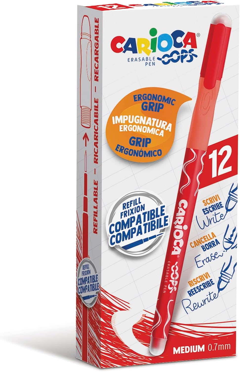 Carioca CF12 Erasable Pen Red OOPS