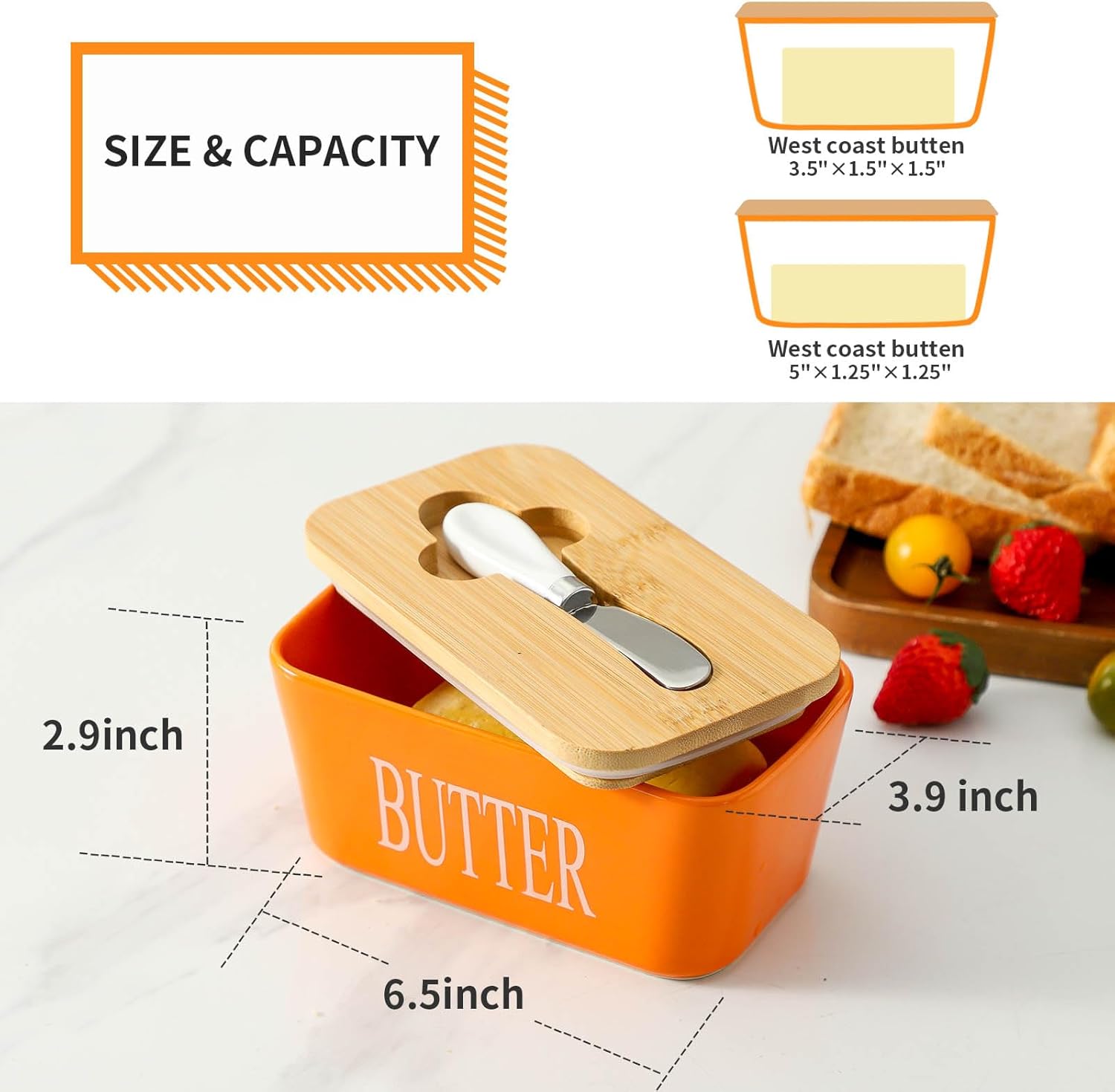Hasense Orange Butter Dish and Orange Spoon Rest Bundle