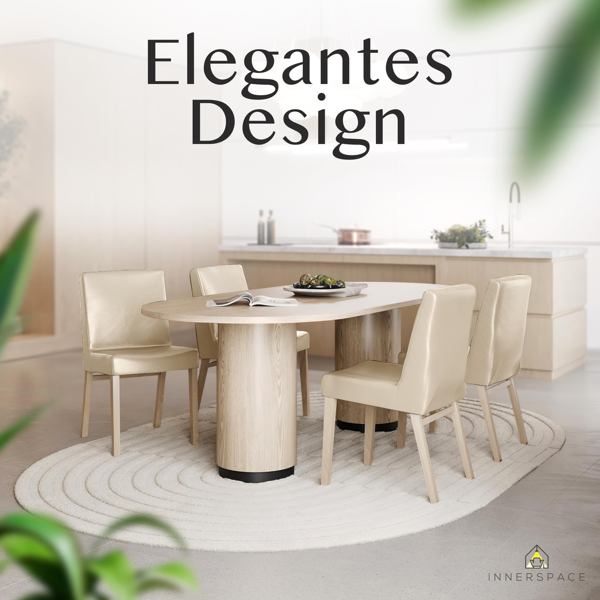 Innerspace Stuhlhussen 4er Set in Beige | Blickdichte, Wasserabweisende, Elastische Stuhlbezüge für Kinder & Haustiere | Stuhl Überzüge für Schwingstühle/Freischwinger – Jetzt Set wählen!