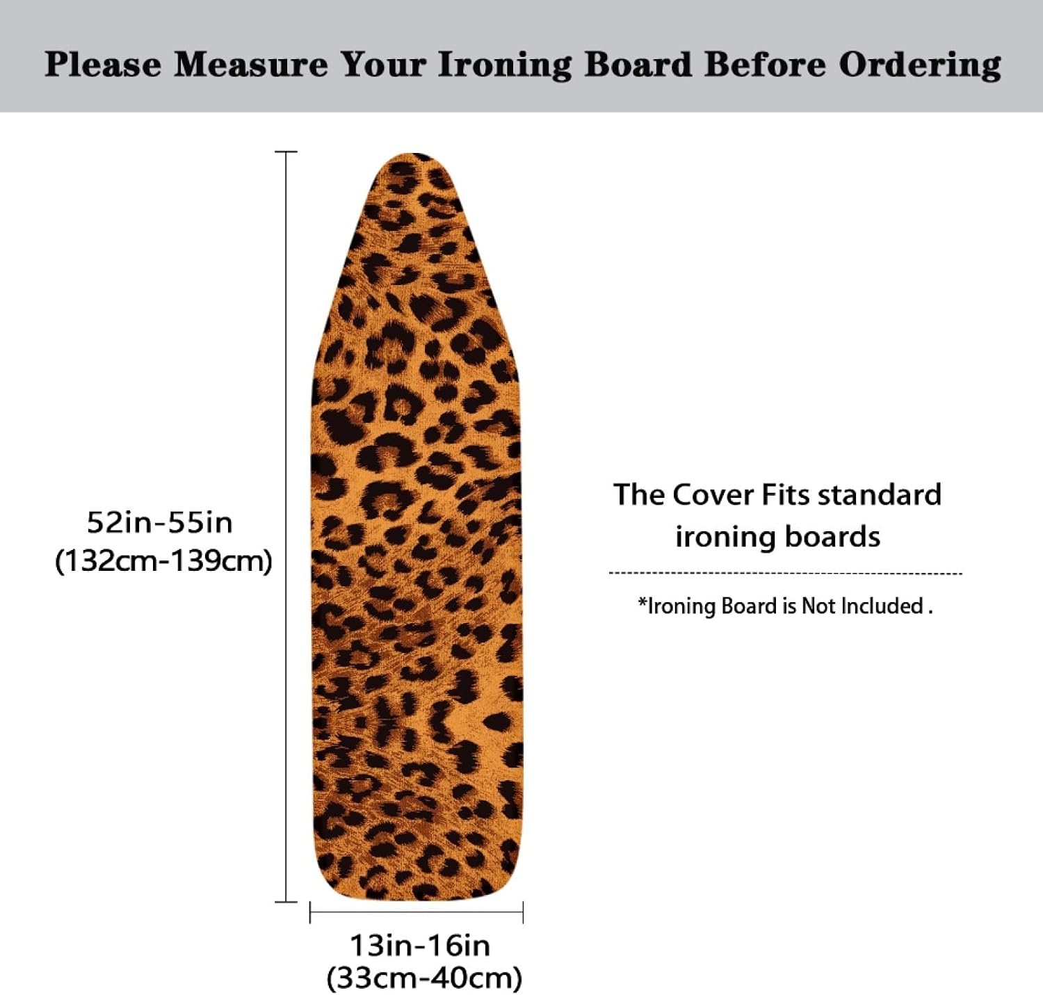 Leopard Ironing Board Cover Standard Size Stain Resistant Ironing Board Cover Ventilate Extra Wide Ironing Cover for Table Modern Design