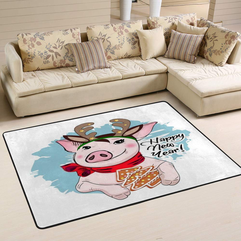 Tapis cochon de Noël doux pour réchauffer le sol du salon et de la salle à manger