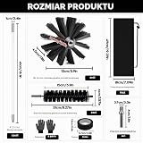 Zestaw 22 szt. szczotek kominkowych (4,9 m, ø 150 mm), nylonowa szczotka do rur kominowych, z elastycznymi drążkami (12 x 410 mm), wkładka z wiertarkami elektrycznymi, do kominów, rur