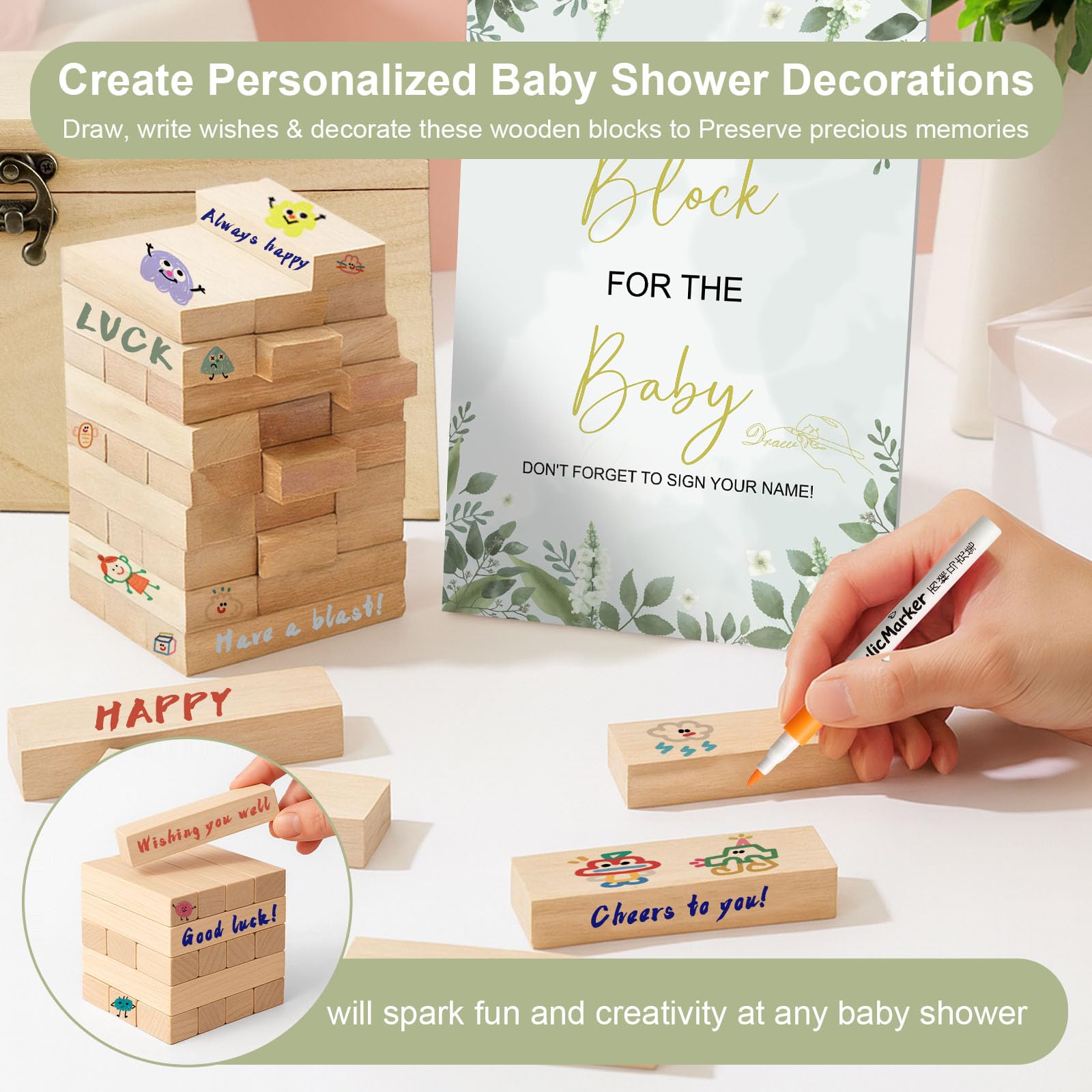 EIGTWEN 78 pezzi kit giochi per baby shower, Idee uniche attività per baby shower, I più divertenti giochi di sempre dove puoi disegnare a tuo piacimento, Adeguato per ragazzi e ragazze