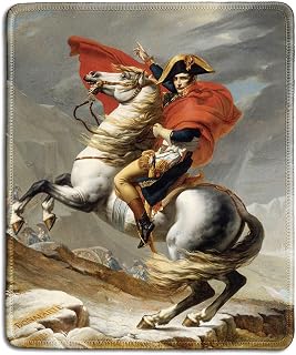 dealzEpic - Art Mousepad - Natural Rubber Mouse Pad with Famous Fine Art Painting of Napoleon Crossing The Alps by Jacques - Stitched Edges - 9.5x7.9 inches