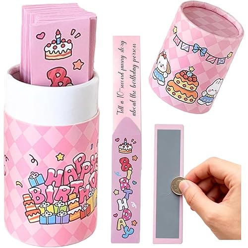 30PCS Happy Birthday Custom Scratch Off Cards with Drawing Bucket,Cards Stickers DIY,18th Birthday Parties Lottery Group Game,16th Birthday Gift,Game Scratch Off Card,Party Raffle Ticket (Light red)