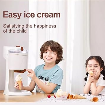 Electric Ice Cream Maker Crusher, 1L Home Full Automatic Mini Soft Cream Machine with Double Blades, Tabletop Soft Cream Maker for Kitchen, Restaurant, Dessert Shop