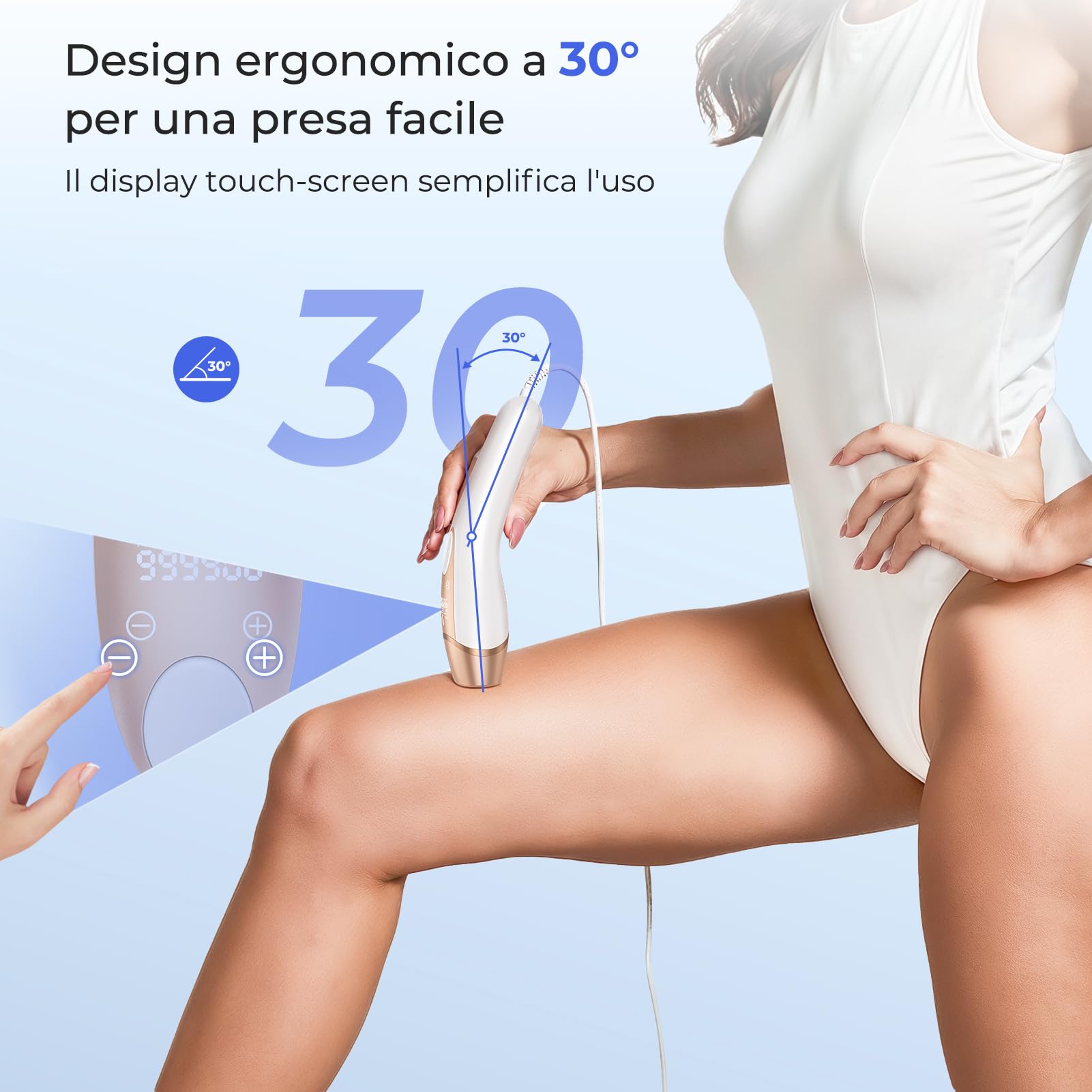 Deplite 21J Epilatore Luce Pulsata con Funzione di Raffreddamento, Epilatore Laser indolore per Donna e Uomo, 9 Livelli di Energia, 999,900 Flashes Luce Pulsata IPL per, Corpo, Ascelle, Bikini