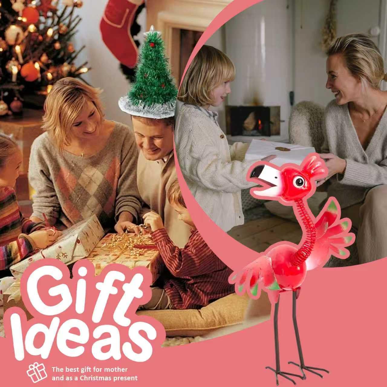 Natelf Metal Flamingo Garden Statue, Whimsical Pink Bird Flamingo Sculpture Decor Yard Art for Outdoor Yard Porch Patio Backyard Porch Decorations 21.46''