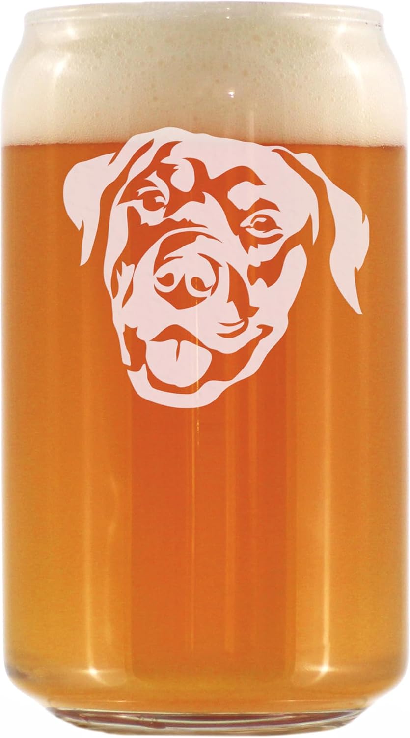 Happy Rottweiler - Beer Can Pint Glass - Fun Unique Rottweiler Themed Dog Gifts and Party Decor for Women and Men - Set of 2-16 oz