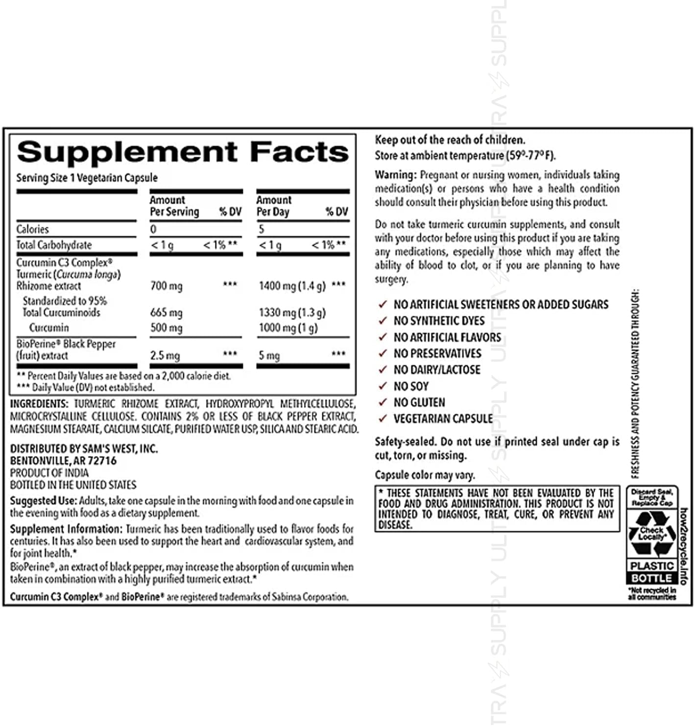 Members Mark Turmeric Extract (180 Count.) Capsules, 1400 mg | Joint Support, Antioxidant & Heart Health Formula with Black Pepper Extract