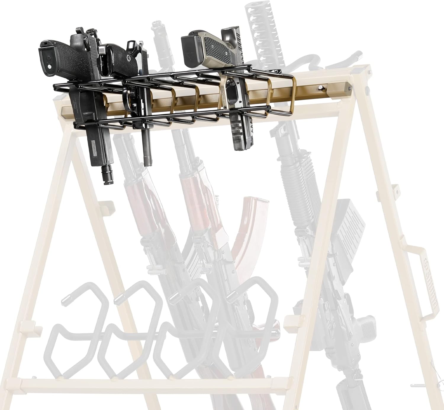 Savior Equipment Tactical 8-Pistols Rack Attachment for Shorty Rifle Rack Stand, Heavy-Duty Steel Frame, Fit Most Handguns & Revolvers w/Sight, Firearm Hanger Display Organizer