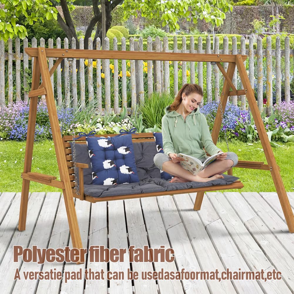 Set de 4 Cojines para Sillas de Comedor 40x40 cm - Cojines Exterior/Interior con Lazos, Relleno de Asiento Ideal para Terraza, Jardín, Salón o Restaurante (Ovejas Azules)