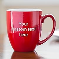 Vista 2 de Engraved Personalized Create Your Own Coffee Mug (Red) - Large Customized Coffee Cup, Custom Oversized Mug, Personalized Mug with Text