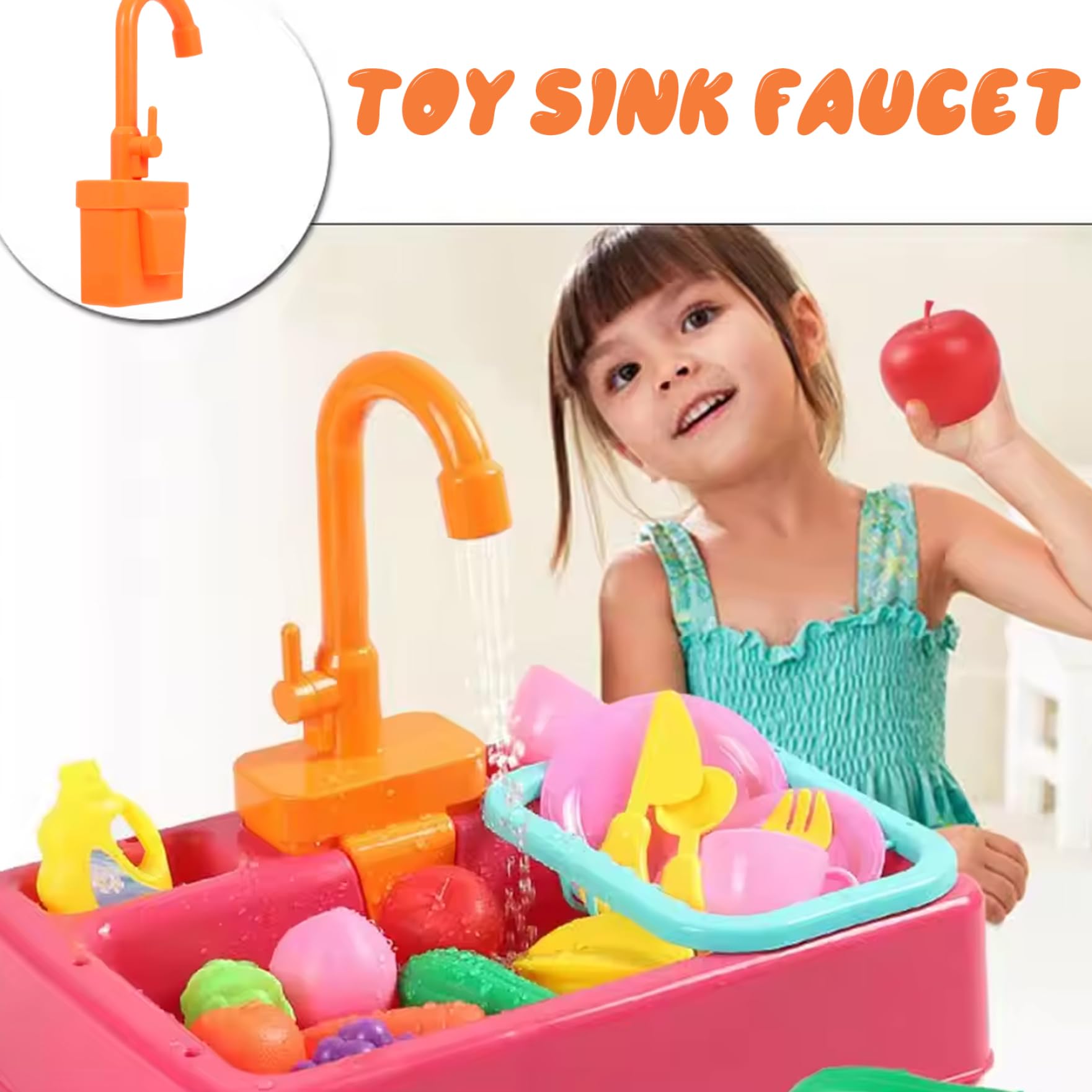 Toy Sink Faucet, 5.5x10.2x3 Plastic Replacement Kitchen Sink Toys Faucet, Playhouse Accessories for Boys Girls Toddlers — view 6