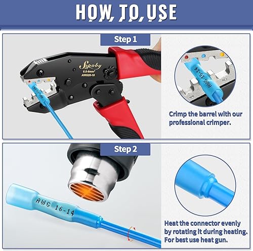 Miniatura 3 de Sopoby - Juego de conectores termorretráctiles para cable, sellado de soldadura y conectores eléctricos, terminales de cable, surtidos,