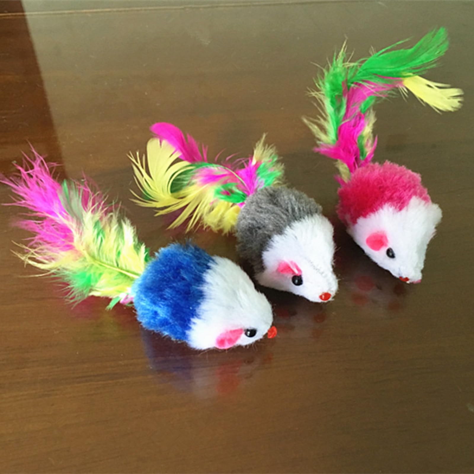 Katzenangel, Katzenspielzeug Mini Weiche Fleece Falsche Maus Bunte Feder Spielen Trainingsspielzeug for Kätzchen Welpen 20Pcs