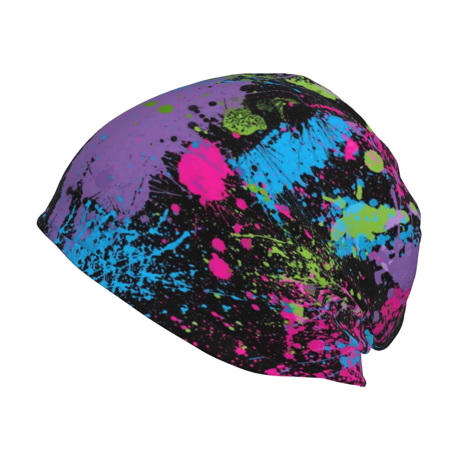 zerosevenee Graffiti Stretch Slouchy Beanie Hat for Women Men Funny Knit Skull Cap Cool Slouch Beanie Cap Men Hats
