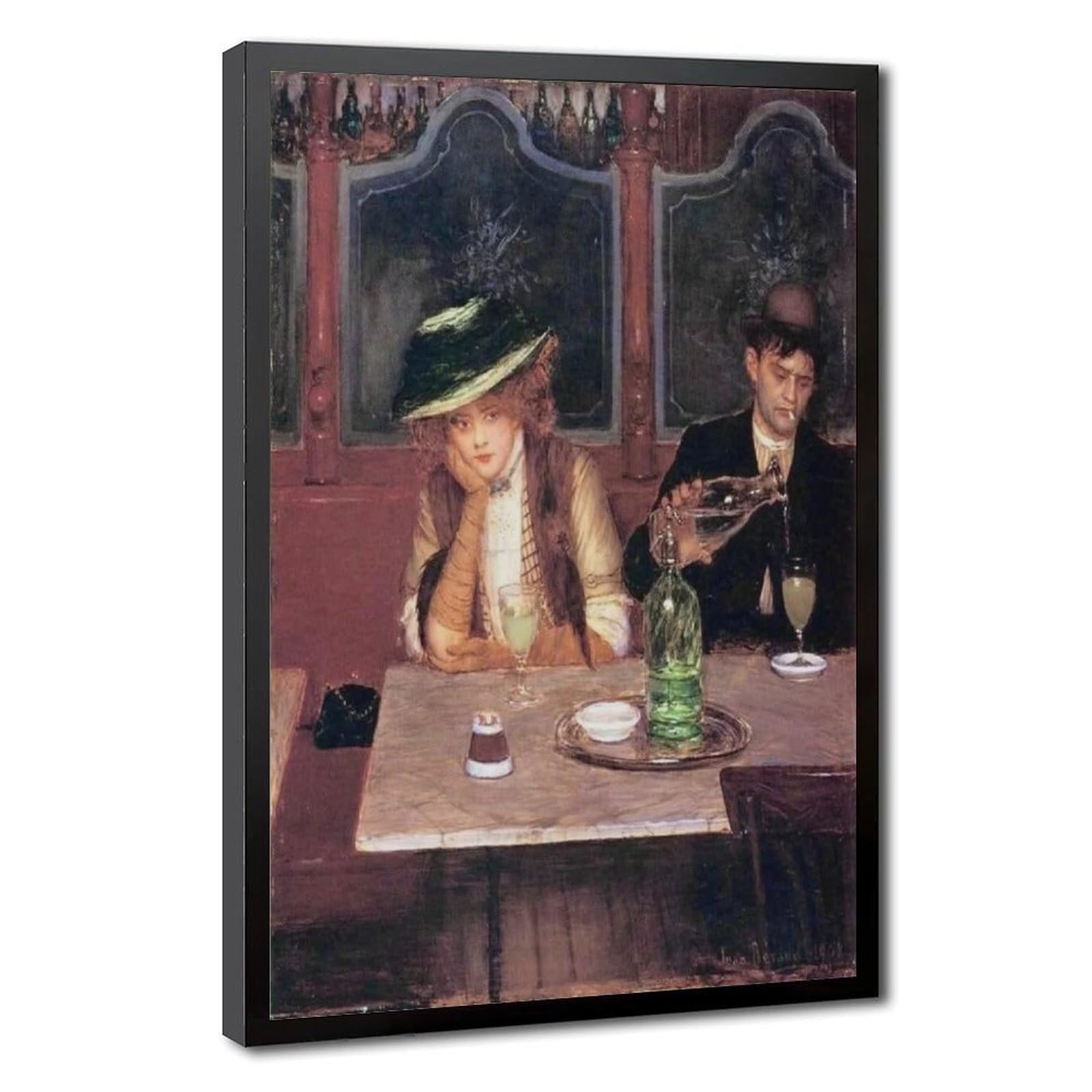 WCYB Impression sur toile vintage « The Absinthe Drinker » de Jean Béraud - Décoration murale pour bureau, salon - Cadre à suspendre - 61 cm de long x