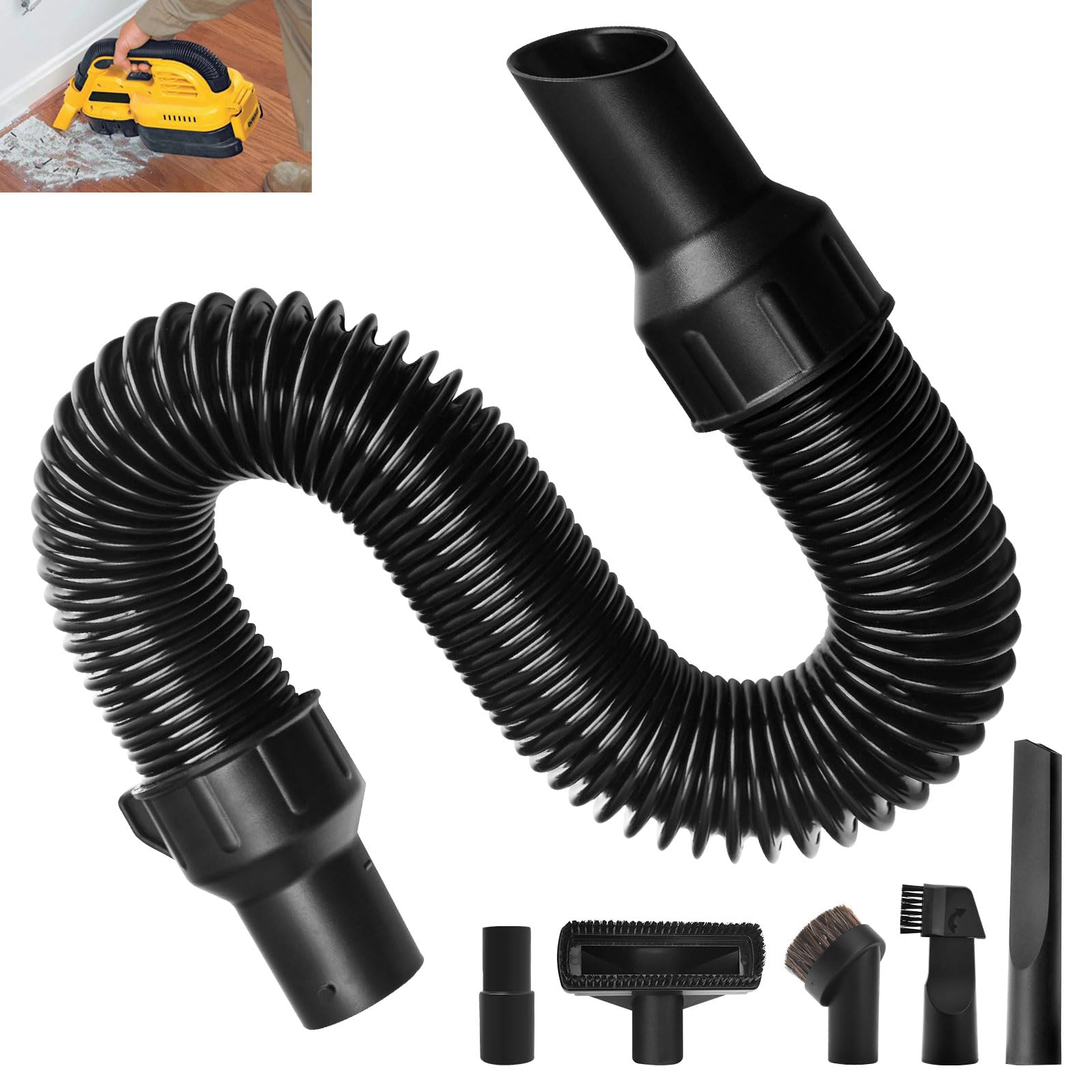 Vacuum Hose Assembly N445803 and Vacuum Attachments Kit, Compatible with DeWalt DC515, DC515K, DCV517B, DCV517M1 - Use with a Vacuum Cleaner Attachments N445803 Replacement Vacuum Hose