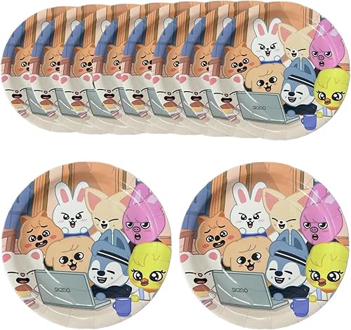Baosai KPOP Stray Kids Merch - 10 platos de papel para fiestas temáticas SKZOO (9 pulgadas)