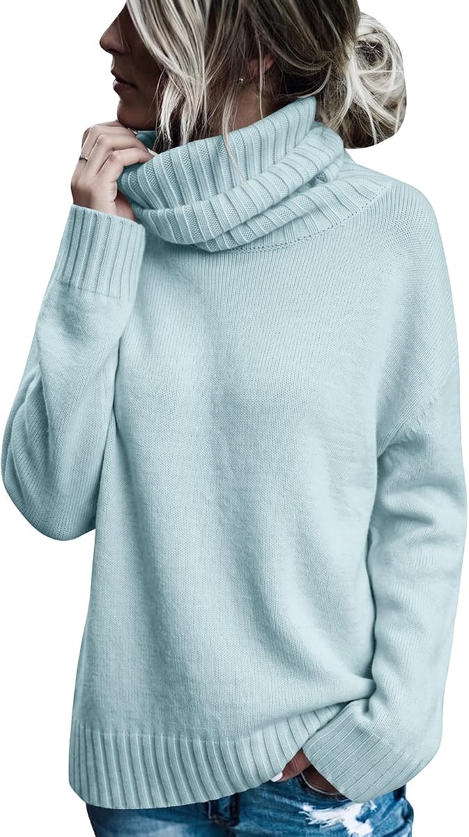 FISACE Suéter de punto de cable para mujer de gran tamaño con cuello alto