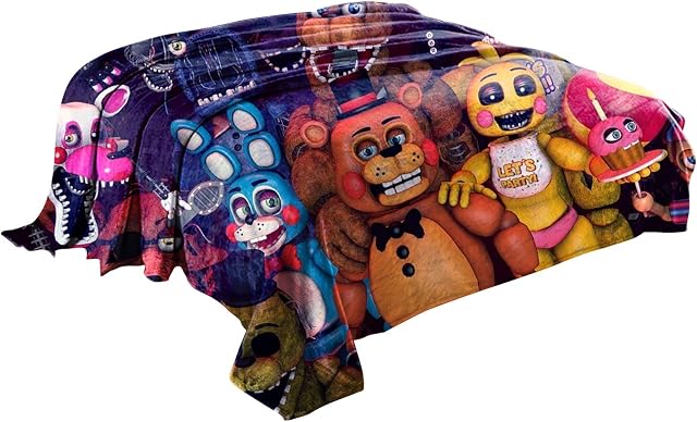 Zhongkaihua FNAF Blanket Five Nights Game Flannel Blanket Plush Novelty Printed Throw Blanket Fall Winter Blankets for Indoors Outdoors Travel Home