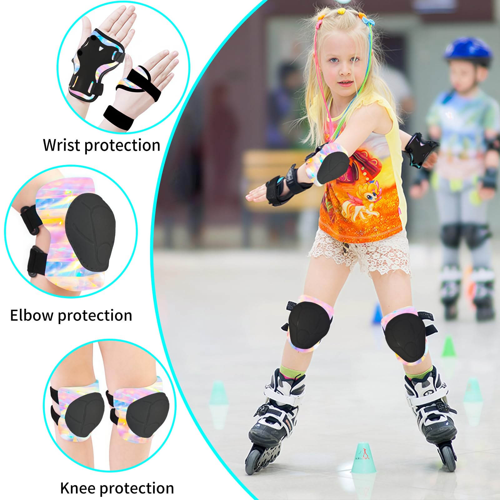 Casco de bicicleta ajustable para niños con rodilleras, almohadillas para codos, protección de muñeca, casco para niños de 3 a 5 a 8 a 14 años, ideal para patinaje, ciclismo, ciclismo, patinaje, para