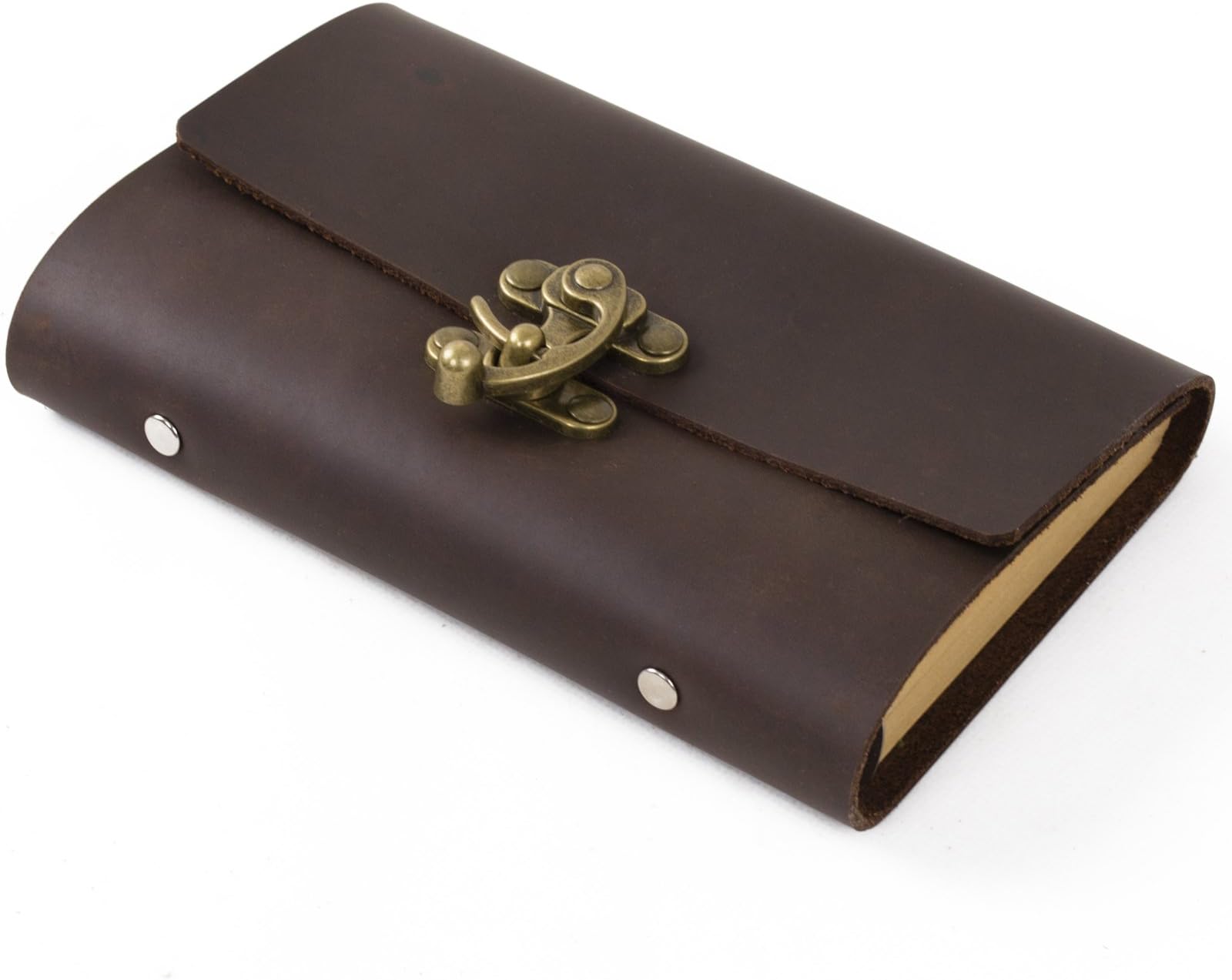 Ancicraft Soft Genuine Leather Journal Diary Notebook with Cool Lock 6 Ring Binder A6 Lined Craft Paper (Dark Brown & A6 Lined Craft Paper)