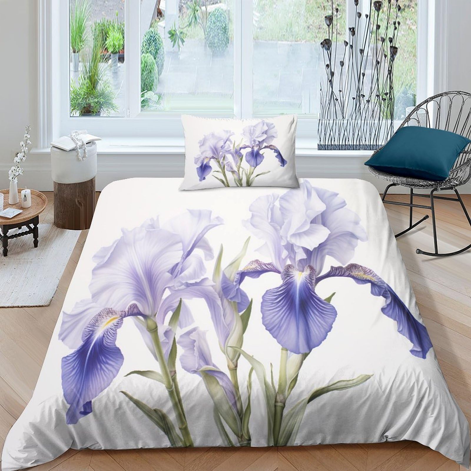 Housse de couette 135x200cm avec fermeture éclair en microfibre 3D anti-plis