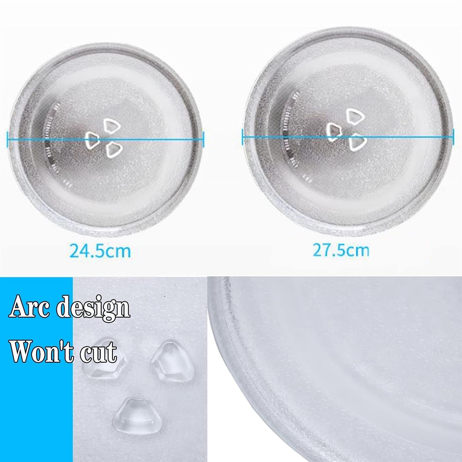 Rodamiento de plato giratorio, plato giratorio para microondas, placa de vidrio engrosado, juego de uso de 10 pulgadas con 3 ruedas, anillo giratorio de 245 mm, anillo para microondas, el di
