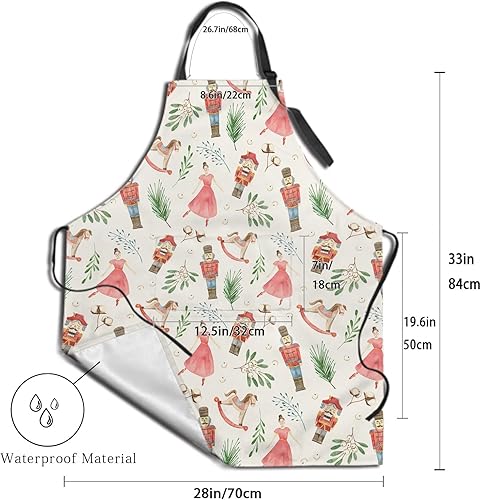 Miniatura 4 de Christmas Aprons with Pockets Kitchen Cooking Apron Adjustable Neck for Women Men Holiday Decorations Gift