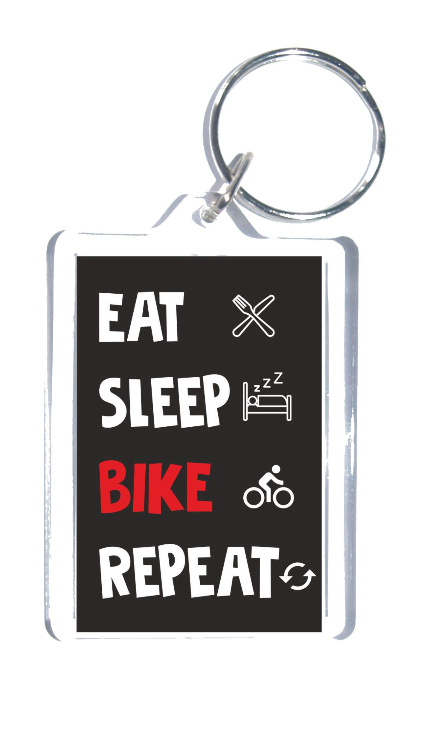 Clare''S Cosmetics Black Biking Keyring - Eat Sleep Bike Repeat - Novelty Cycling Keyring – Fun Gift – Great Gift Or Present